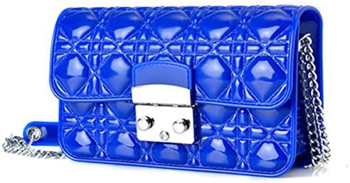 New Fashion Handbags Women Hand Clutch Purse Candy Colors Rhombus Women's wallet Jelly Shoulder Bag (blue)