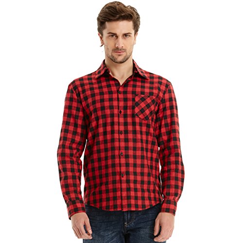 Orangetime Men Long-Sleeve Plaid Shirt