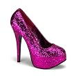 5 3/4 Inch Heel Sexy High Heel Shoes Pink Glitter Pump Shoes Closed Toe Concealed Platform
