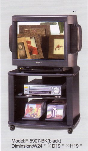 BEAUTIFUL BLACK FINISH TV STAND W. TWO SHELVES
