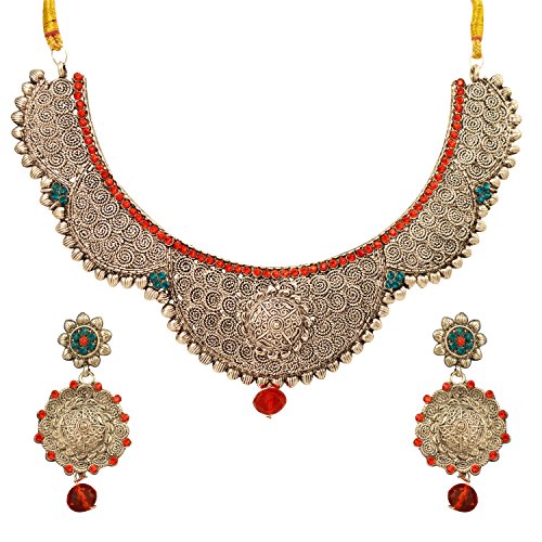Graykart Meenakari Antique Design Jewellery Set With Drop Earrings