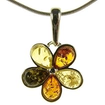 BALTIC AMBER AND STERLING SILVER 925 DESIGNER MULTI-COLOURED PENDANT JEWELLERY JEWELRY (NO CHAIN) - P185