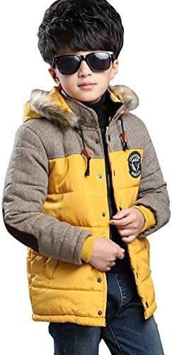 Wxian Boys Plaid Hooded Long Down Jacket Thick Warm Coat