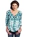Velvet Women's Alinn Massai Print Tie Neck Blouse, Teal, Large