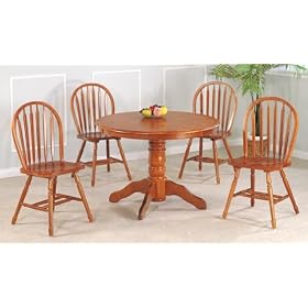 BEAUTIFUL 42'' ROUND DINING TABLE SET W  4 WOOD CHAIRS by Cross