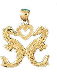 Dazzlers Solid 14 karats gold Double Seahorse Heart Charm Pendant Available in three colors from jewelsberry (weights: 1.5 grams only)