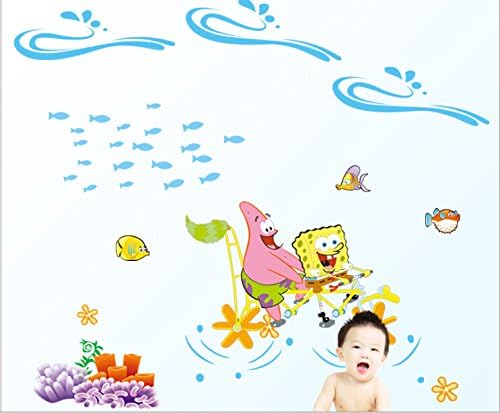 Revesun Amazing Classical Cartoon SpongeBob Wall Stickers for Kids Rooms Bedrooms Removable Decor