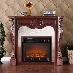 Rivington Mirrored Electric Fireplace in Cherry