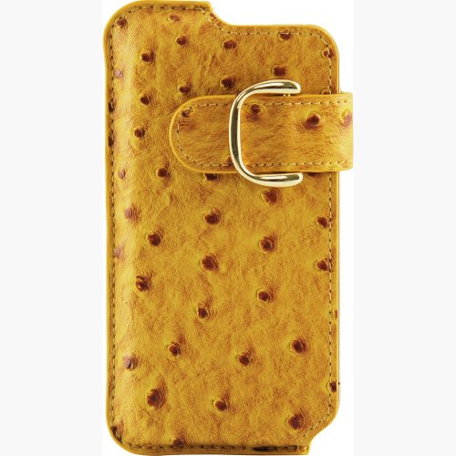 i-BLASON Yellow Exotic Ostrich Letherette Pouch for iPhone 4 4S (4 Colors) AT&T Verizon Sprint iphone4s iphone 4G