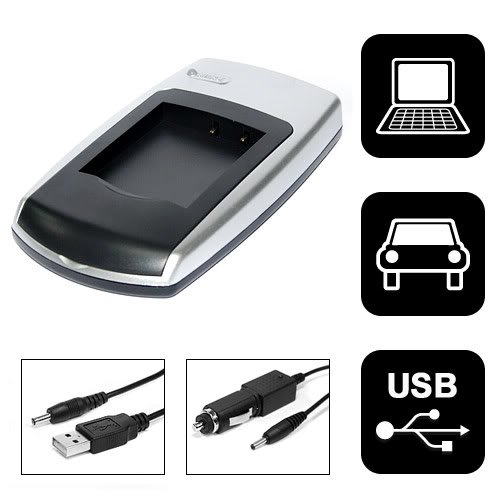 Invero USB Slim Camera Charger + Car Charger for Sony DSC-T90