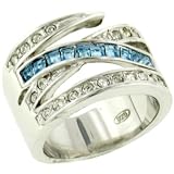 Sterling Silver Aquamarine Cz Wrap Right Hand Ring