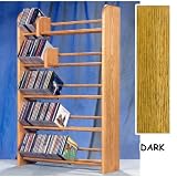 Solid Oak Dowel CD Rack - Holds 84 CDs (Dark Oak) (14.5"H x 18.25"W x 7.25"D)