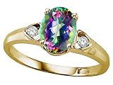 1.39 cts Genuine Mystic Rainbow Topaz Ring - 14kt White or Yellow Gold