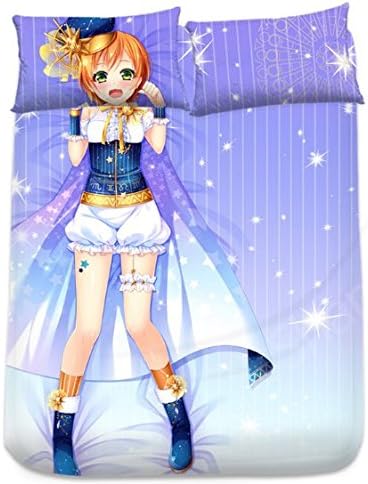 Lovelive Storm in Lover Rin Hoshizora Anime Fans Gift Milk Silk Duvet Fitted Cover Bedding Duvet Set+ Pillow Case 3 Pcs 60''*80'' Bedding- Queen Size