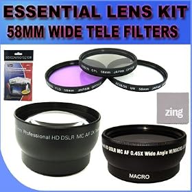 Essential Camera & Camcorder Starter kit, 58MM 0.45X High Definition Super Wide Angle... by BVI