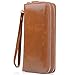 Jack&Chris Women's Long Wallet Leather Clutch Large Zipper Purse for iphone 7, WBXH050 (Brown)