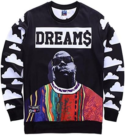 America Fashion Rap HIPPIE Men Sweatshirts Hoodies Personality 3D Sweater(M)