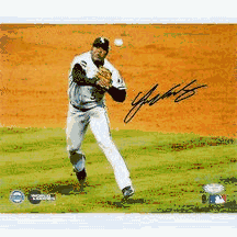 Juan Uribe Autographed 2005 World Series Game 4 Last Out 8 x 10 Photograph (Unframed)