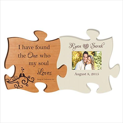 Personalized Puzzle Piece, Photo Frame, Great Wedding Gift, Anniversary Gift, "I Have Found the One Whom My Soul Loves" Song of Solomon 3:4