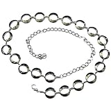 SILVER TONE TRENDY ROUND CIRCLES CHAIN LINK BELT