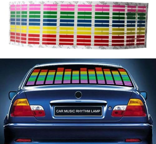 LEMFOTM 45x11cm LED Sound Music Colourful Flash Rhythm Activated El Sheet Car Stickers Equalizer Glow Flash Panel Multi Colour Light Flashing Lamp of the Automobile