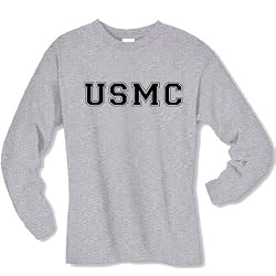 USMC Athletic Marines Long Sleeve T-Shirt - Military Style Physical Training T-Shirt in gray