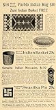 IMAGE OF 1906 Ad Francis E Lester Zuni Indian Basket Pueblo Rug - Original Print Ad