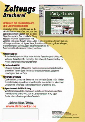 Childrens Toyshop  Software : Zeitungsdruck - Hochzeit & Geburtstag