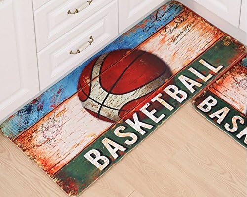 20inch*48inch Retro Basketball Kitchen Bathroom Rugs (20Inch×48Inch)