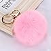 Shensee Rabbit Fur Ball Keychain Bag Plush Car Key Ring Car Key Pendant(Pink)