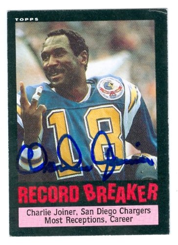 Charlie Joiner Autographed/Hand Signed Football Card (San Diego Chargers) 1985 Topps Record Breaker