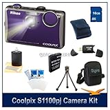 Nikon Coolpix S1100pj Digital Camera (Violet) w/ 14 MP, Incredible Built-In ....