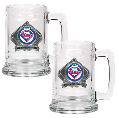 Buy 2008 World Series Champion Philadelphia Phillies 2pc 15oz Glass Tankard Set- NL Champ by GAP1