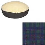 O'Donnell Round Lamb-Topped Dog Bed (Blue Plaid, X-Large: 54')