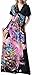 Wantdo Women's V-neck Beach Printed Summer Maxi Dress