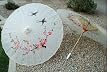 Cloth Parasol with Hand painted design on Ivory background#8000w