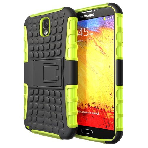 "Hyperion Samsung Galaxy Note 3 Explorer Hybrid Case / Cover (Compatible with Verizon Samsung Note 3 / At&t Samsung Galaxy Note III / Sprint Samsung Note 3 / ALL International Samsung Note 3 SM-N900 Models) **Hyperion Retail Packaging** [2 Year Warranty] (GREEN/Black)"