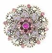 Large Pink and Purple Crystal Brooch Pin
