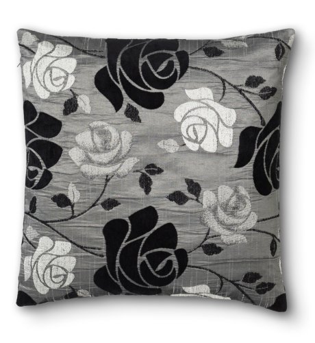 Grey Rose Print Cushion