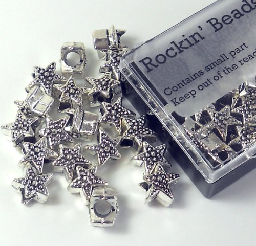 20 Star Beads 4.5mm Hole for European Style Charm 