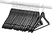 Florida Brands 48 Pack Solid Black Wood Suit Hangers | Standard Size Suit Hangers with Non Slip Bar and Precisely Cut Notches| Polished Chrome Hook |Durable Wooden Hangers