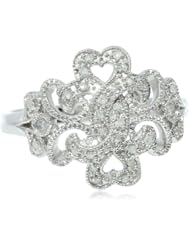 Sterling Silver Filigree Diamond Ring (1/10 Cttw, I-J Color, I2-I3 Clarity)
