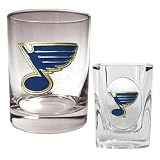 NHL St. Louis Blues Rocks Glass & Square Shot Glass Set - Primary Logo