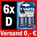 6 x MONO D LR20 BATTERIE VARTA HIGH ENERGY