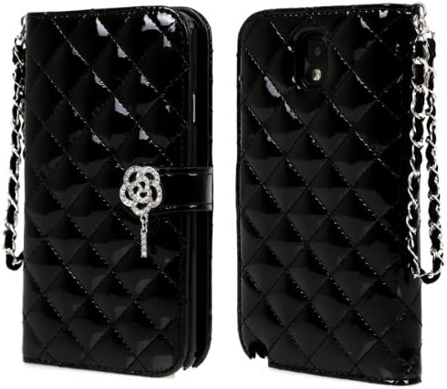 iHand Diamond Quilted Fashion Wallet Case with Bling for Samsung Galaxy Note 3 III [Retail Package] - Black
