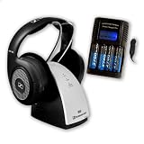 Wireless RF Headphones RS-130 w/ Switchable SRS Surround Mode and AA/AAA Ni-Cd AC/DC Battery Charger & Tester w/ Real Time Status Monitor ** Includes Euro Plug, Car Cord & (4x) 2700mAh Rechargeable Batteries **