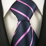Neckties By Scott Allan, 100% Woven Navy Blue & Pink Necktie for Men