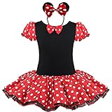 TIAOBU Girls Halloween Polka Dots Party Costume Dress Tutu Skirt with Headband (12 Months, Red)