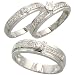 14k White Gold His (6mm) & Hers (4mm; 4mm) Wedding Band Set, w/ 0.62 Carat Brilliant Cut Diamonds, (Men\'s Size 9 to 12; Ladies\' Size 6 to 8)