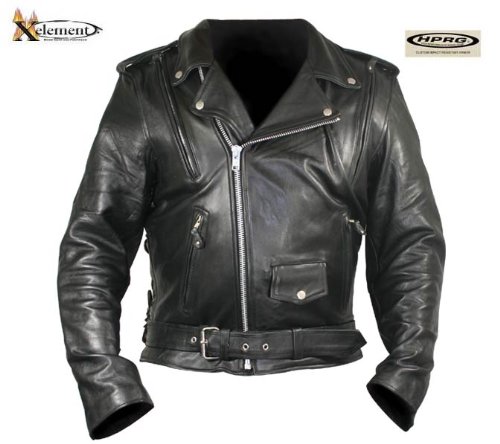 Men's Advanced Impact Resistant Armor Naked Cowhide Classic Motorcycle Jackets - Color : black - Size : 2XL